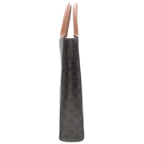 Small Vertical Cabat bag in calfskin and Triomphe canvas, tan. 2-way shoulder/handbag.