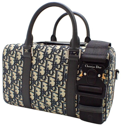 Dior Oblique Jacquard Rango 26 Canvas, Navy, Black, Beige, Mini Boston Trotter, 2-Way Shoulder Bag, Shoulder & Crossbody.