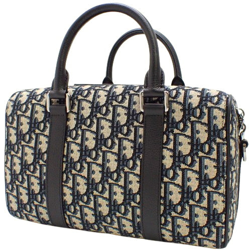 Dior Oblique Jacquard Rango 26 Canvas, Navy, Black, Beige, Mini Boston Trotter, 2-Way Shoulder Bag, Shoulder & Crossbody.