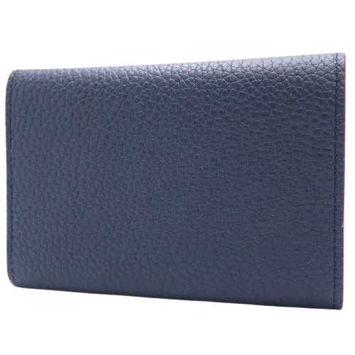 Portefeuille Capucines Compact Tri-fold Taurillon Leather Marine Rouge M63741