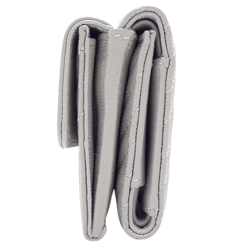 Boy Chanel Coco Mark Tri-Fold Wallet, Caviar Skin, Light Gray, A84432, Mini Wallet, V-Stitch Chevron