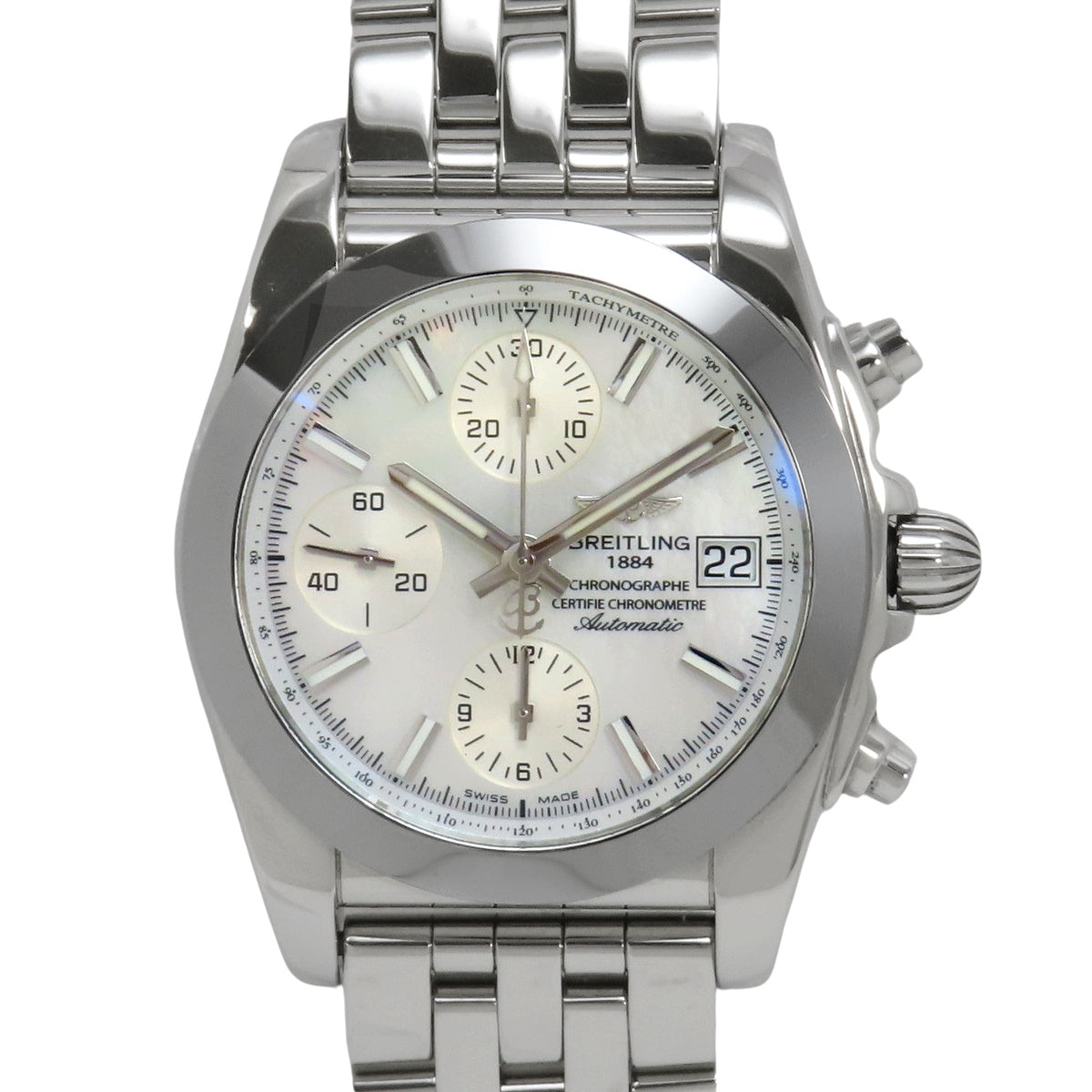 W13310 Chronomat 38 Sleek T Stainless Steel Automatic White Shell Dial