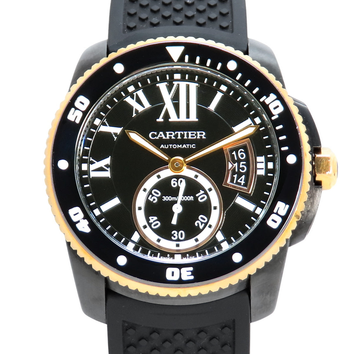 W2CA0004 Calibre de Cartier Diver, Stainless Steel/Rubber, Automatic, Black