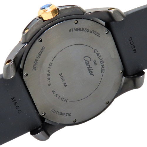 W2CA0004 Calibre de Cartier Diver, Stainless Steel/Rubber, Automatic, Black