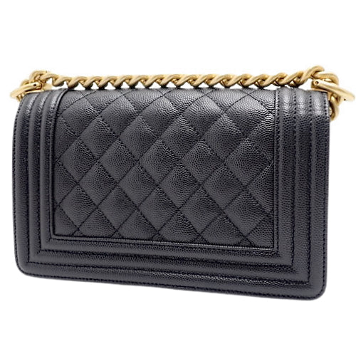 Chanel Boy Bag, chain shoulder bag, caviar skin, black, 2-way (can be worn as a shoulder bag or crossbody bag).