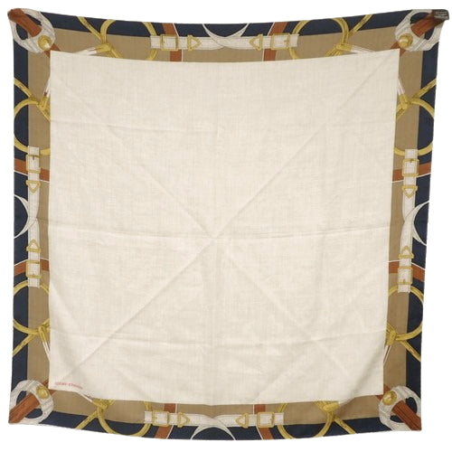 卡莱90腰带图案羊绒丝绸