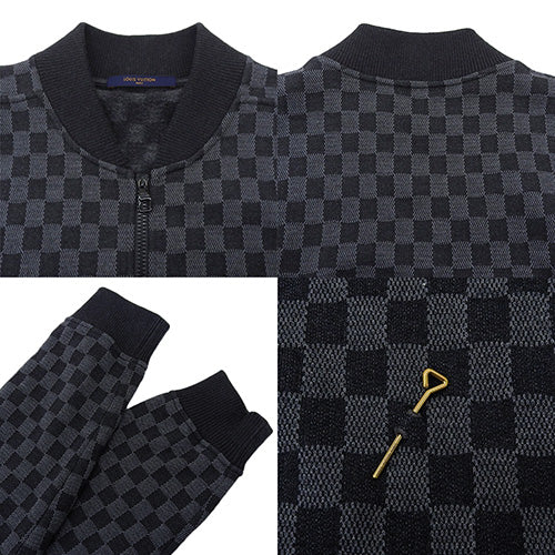 Damier 提花拉链飞行员夹克 2021 大号 Damier 石墨夹克