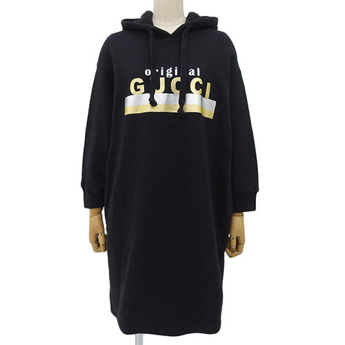 徽标印花连帽连衣裙,M码