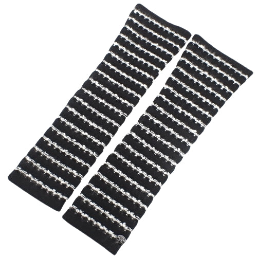 ココマーク ボーダーニット アームカバー P39 38 カシミヤ ウール ナイロン シルク