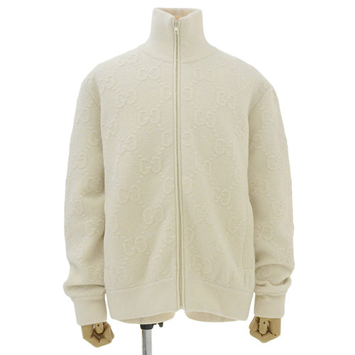GG Pattern Zip-Up Knit Blouson (Size L) Hoodie