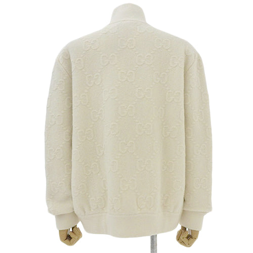 GG Pattern Zip-Up Knit Blouson (Size L) Hoodie