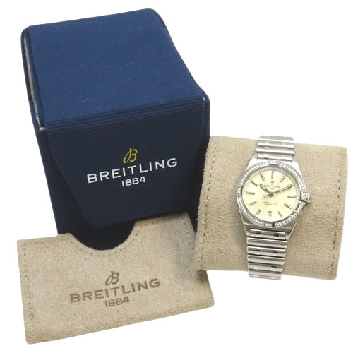 A77310 Chronomat 32 不锈钢石英象牙色钻石表圈