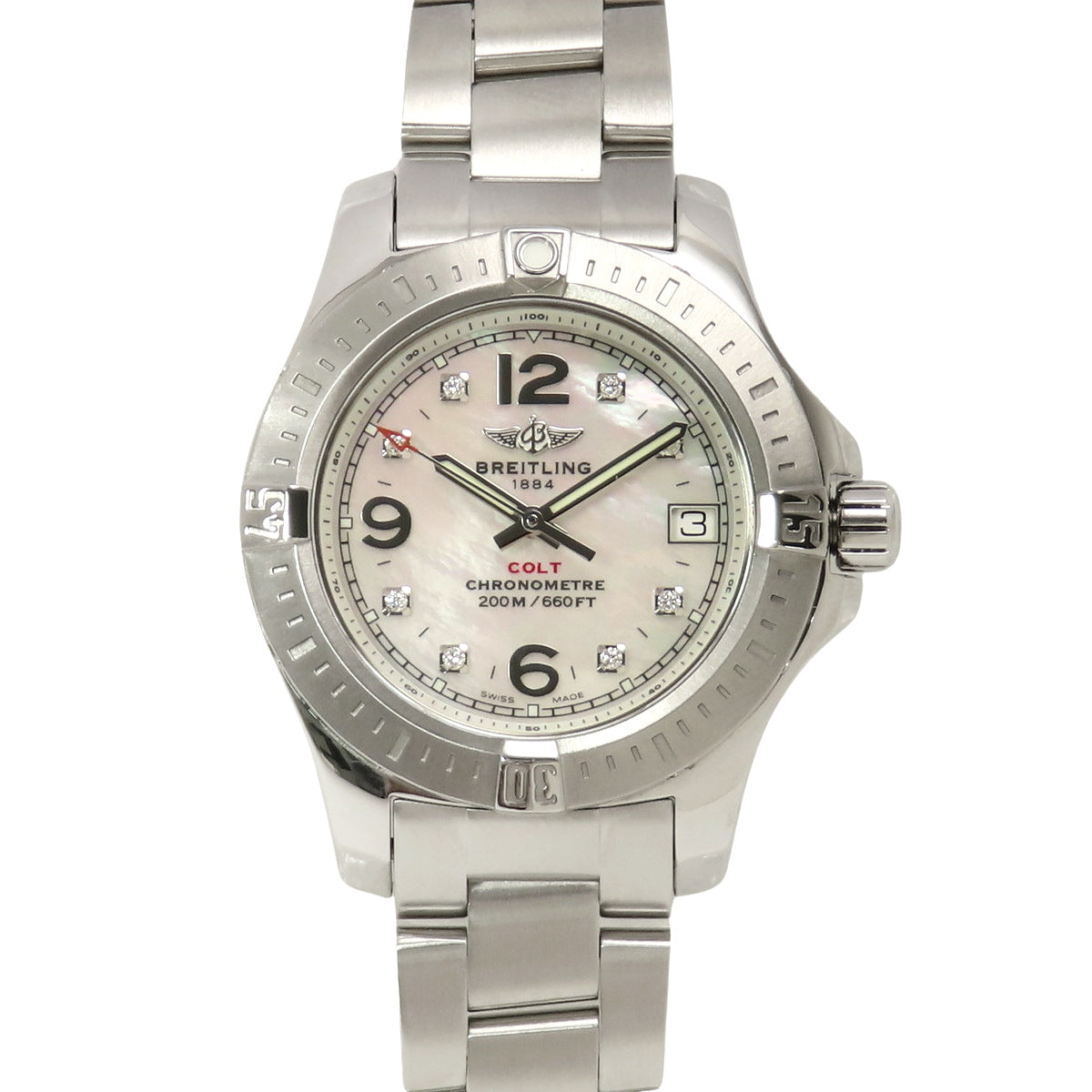 A77388 Colt Lady Stainless Steel SS Quartz White Diamond Index Shell Dial