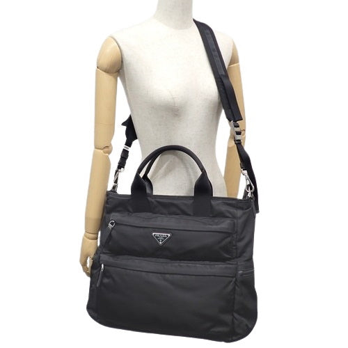2WAYトートバッグ ナイロン レザー TESSUTO MONTAGN NERO ネロ 2VG040 ショルダー 肩掛け 斜め掛け