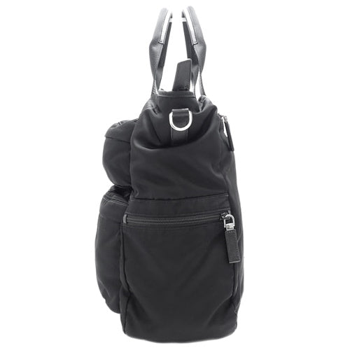2WAYトートバッグ ショルダー 肩掛け 斜め掛け ナイロン レザー TESSUTO MONTAGN NERO ネロ 2VG040
