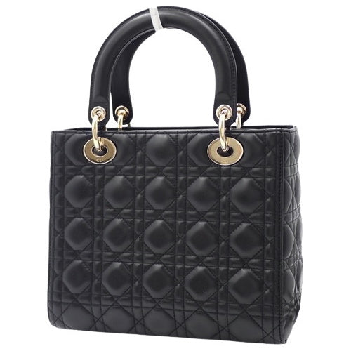 カナージュ レディディオール Lady Dior バッグ ミディアム ラムスキン ブラック 2WAY ショルダー 肩掛け