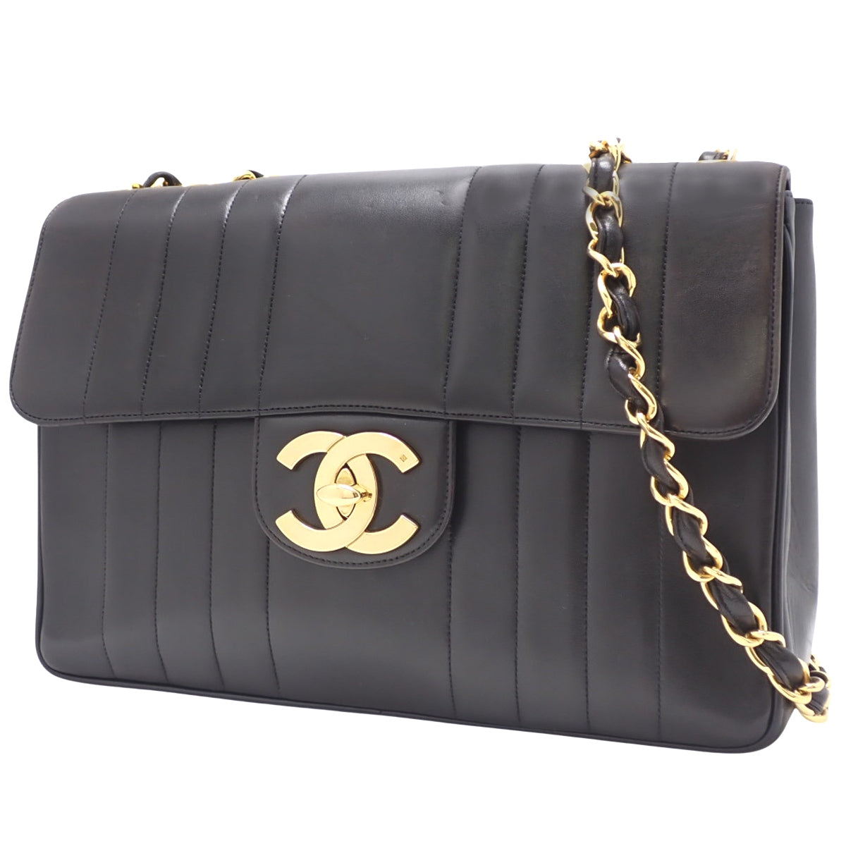 Mademoiselle Coco Mark 黑色羊皮链条单肩包