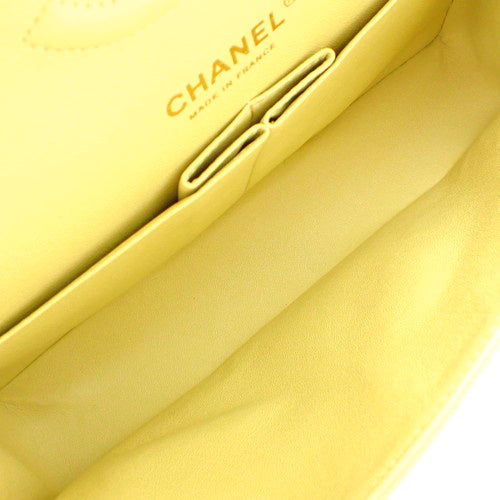 Matelasse Coco Mark Double Flap Chain Shoulder Bag, Caviar Skin, Light Yellow, Shoulder Bag, Double Flap, 25cm