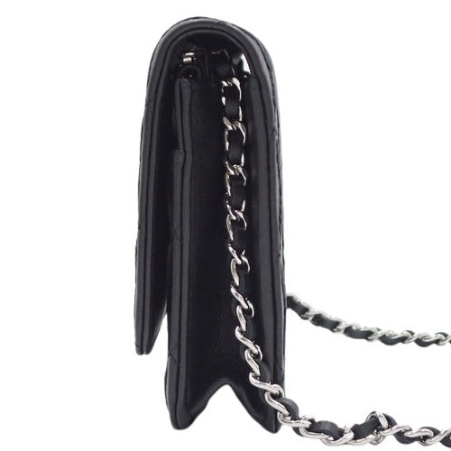 Wild Stitch Coco Mark Chain Wallet, Lambskin, Black, Shoulder Bag, Crossbody Bag