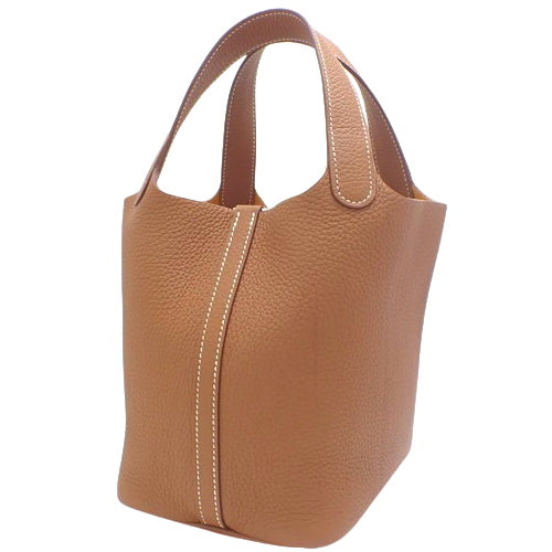 Picotin Lock PM Tote Bag in Gold, Taurillon Clemence Leather, Palladium Hardware, Silver Hardware, B Stamp