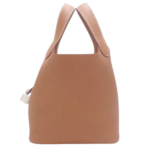 Picotin Lock PM Tote Bag in Gold, Taurillon Clemence Leather, Palladium Hardware, Silver Hardware, B Stamp