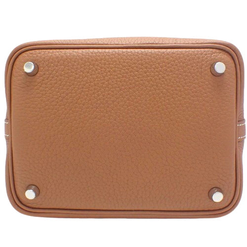 Picotin Lock PM Tote Bag in Gold, Taurillon Clemence Leather, Palladium Hardware, Silver Hardware, B Stamp