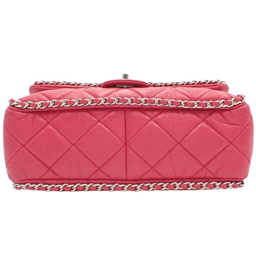 Matelasse Coco Mark Round Chain Shoulder Bag, Lambskin, Pink, Crossbody/Shoulder Bag