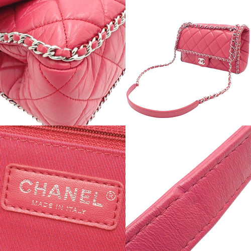 Matelasse Coco Mark Round Chain Shoulder Bag, Lambskin, Pink, Crossbody/Shoulder Bag