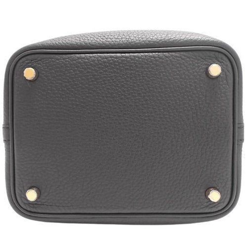 Picotin Lock PM Taurillon Clemence Leather Tote Bag with Gold Hardware and Double Stamp