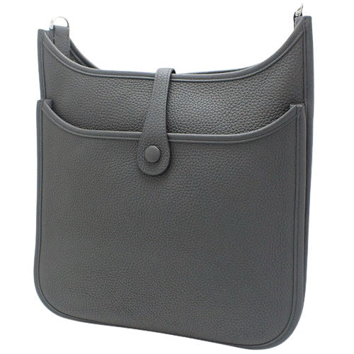 Evelyn 3 PM Crossbody/Shoulder Bag in Taurillon Clemence Leather with Palladium Hardware and Grimisty W Stamp