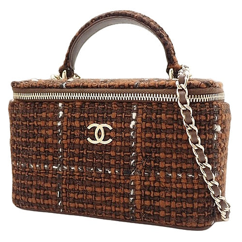 Matelasse Coco Mark Vanity Chain Shoulder Bag in Tweed AP2199