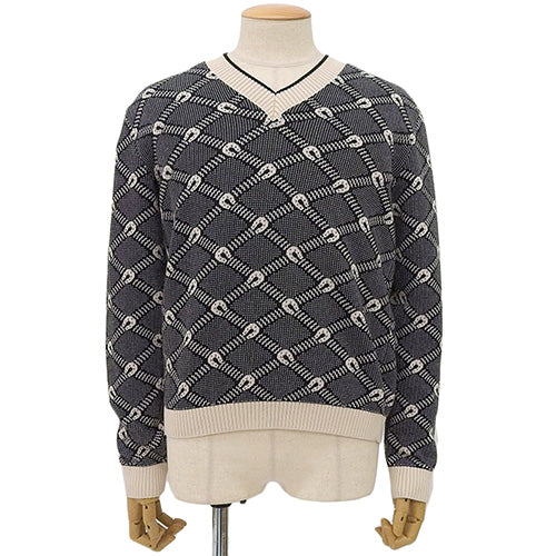 Vネックニット M ホースシュー