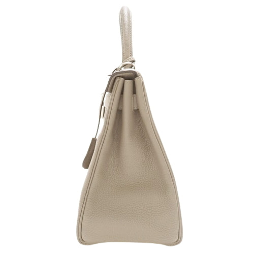 Kelly 28(内缝线)两用单肩包,Togo 皮革,镀钯金属配件,沥青饰面,C 字印章