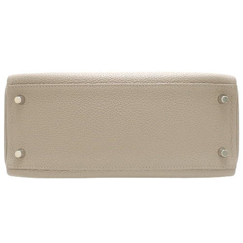 Kelly 28(内缝线)两用单肩包,Togo 皮革,镀钯金属配件,沥青饰面,C 字印章