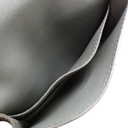 Dogon card case, Togo leather, palladium hardware, Vert Amande color, silver hardware, D-stamp.