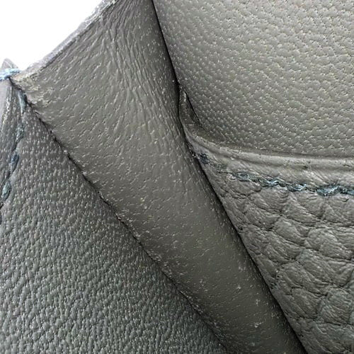 Dogon card case, Togo leather, palladium hardware, Vert Amande color, silver hardware, D-stamp.