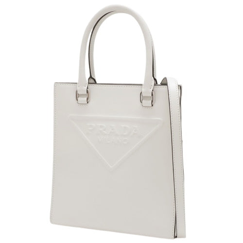 Embossed Triangle Logo 2-Way Leather Shoulder Bag 1BA333