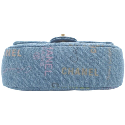 Matelasse Coco Mark Chain Shoulder Bag, Denim, Blue, Multicolor, AS3135, Crossbody, Shoulder Bag, Mini Matelasse, Flap