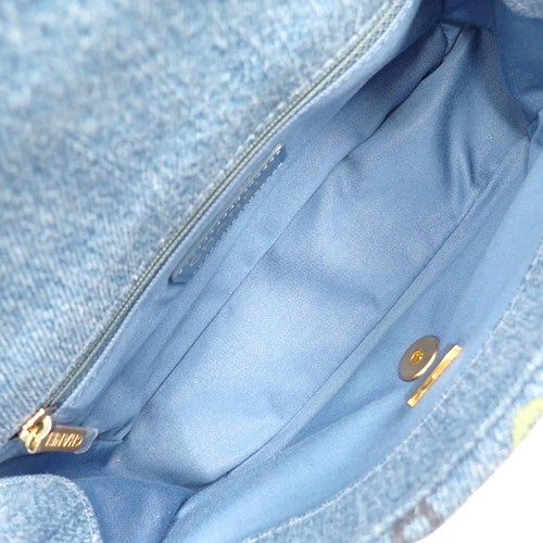 Matelasse Coco Mark Chain Shoulder Bag, Denim, Blue, Multicolor, AS3135, Crossbody, Shoulder Bag, Mini Matelasse, Flap