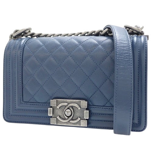 Boy Chanel Small Chain Shoulder Bag, Caviar Skin, Navy, A67085, Shoulder Bag, Crossbody, Matelasse