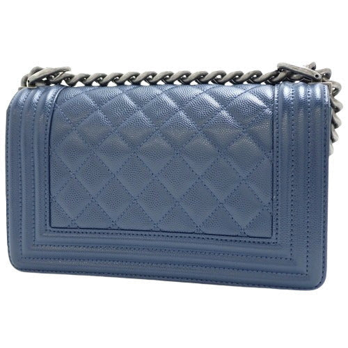 Boy Chanel Small Chain Shoulder Bag, Caviar Skin, Navy, A67085, Shoulder Bag, Crossbody, Matelasse