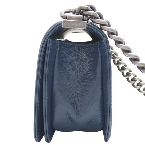 Boy Chanel Small Chain Shoulder Bag, Caviar Skin, Navy, A67085, Shoulder Bag, Crossbody, Matelasse