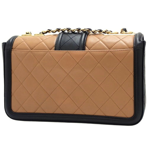 Matelasse Coco Mark Chain Shoulder Bag, Lambskin, Brown, Black, A90670, Shoulder Bag, Crossbody Bag