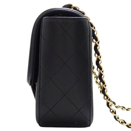 Matelasse Coco Mark Chain Shoulder Bag, Lambskin, Brown, Black, A90670, Shoulder Bag, Crossbody Bag