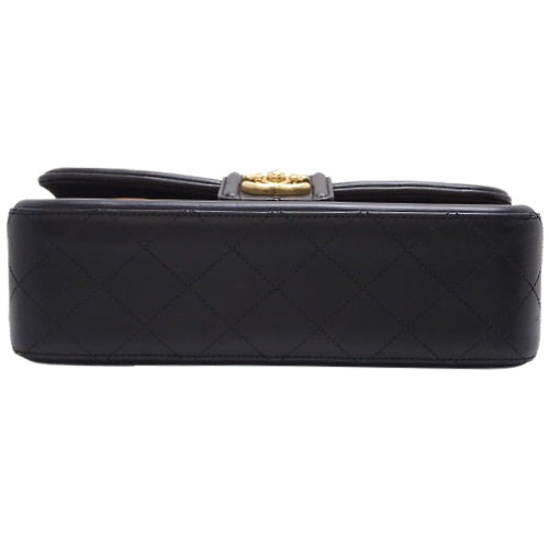 Matelasse Coco Mark Chain Shoulder Bag, Lambskin, Brown, Black, A90670, Shoulder Bag, Crossbody Bag
