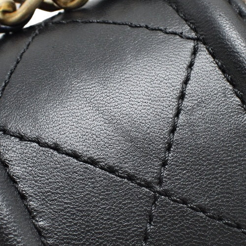 Matelasse Coco Mark Chain Shoulder Bag, Lambskin, Brown, Black, A90670, Shoulder Bag, Crossbody Bag