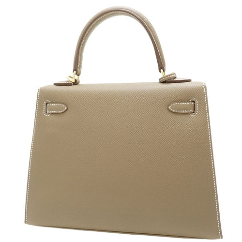 【未使用】ケリー 25 (外縫い) ヴォーエプソン エトープ/エトゥープ ゴールド金具 W刻印