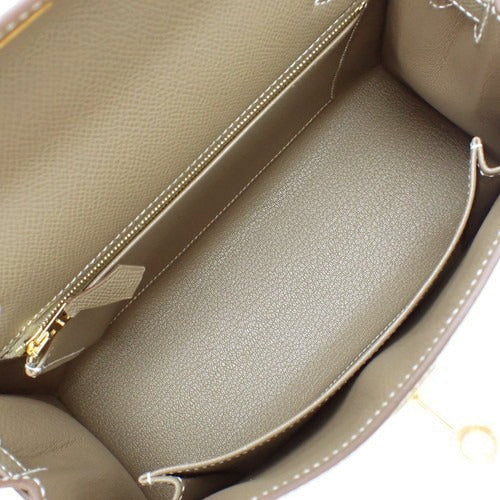 【未使用】ケリー 25 (外縫い) ヴォーエプソン エトープ/エトゥープ ゴールド金具 W刻印