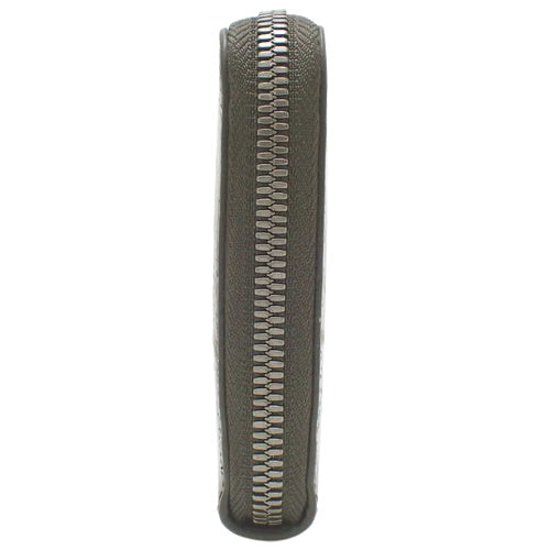 书法圆形拉链长钱包皮革