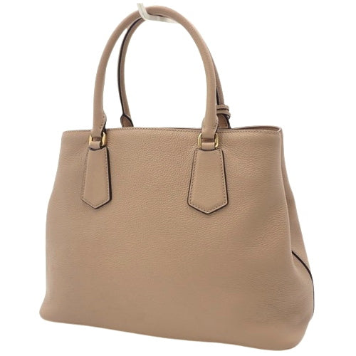 Logo tote bag, Vitello D'Aino leather, beige, 1BA239, handbag.